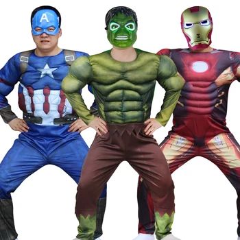 Yetişkin için cadılar bayramı Kostümleri Örümcek Hulk Demir Adam Kaptan Amerika Süper Kahraman Noel Partisi çocuk Cosplay Tulum