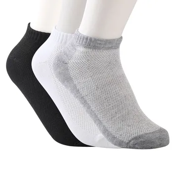 20 ADET=10 pairs Yaz Erkek Örgü Yumuşak Görünmez Ayak Bileği Çorap Naylon ve Pamuk Beyaz Siyah Nefes Ince Tekne Sokken Boyutu EUR 38-44