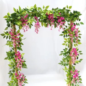 Yapay çiçek Wisteria Dize Ev Dekor Bitki Duvar Aksesuarları Düğün Dekorasyon Bahçe Parti Malzemeleri Sahte Bitki Asma