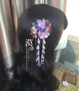 Çoklu Renk Kimono Firkete Kadın saç tokası Cosplay Hanfu Japon saç aksesuarları Headdress Güzel El yapımı Şapkalar