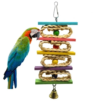 Kuş Çiğneme Oyuncaklar Papağan Asılı Renkli Ahşap Blok Kafes Bite Oyuncaklar için Uygun Küçük Pet Kuşlar Gibi Parakeet, Conure