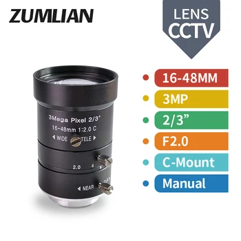 Endüstriyel Değişken Odaklı FA Lens HD 3MP C Dağı 16-48mm 2/3