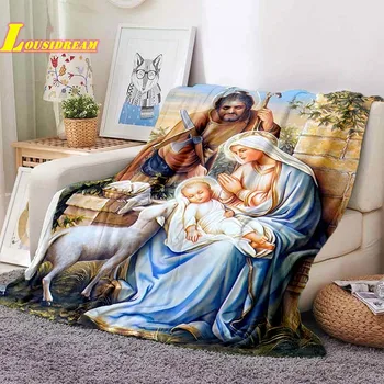 Meryem İsa Baskı Battaniye Yatak Odası Yatak Örtüsü kanepe battaniyesi Premium Yatak Açık Seyahat Dinlenme Battaniye doğum günü hediyesi Battaniye