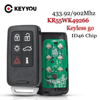 KEYYOU 6 Düğme KR55WK49266 433/434/902MHz Uzaktan Araba Anahtarı VOLVO S60 S80 V40 V60 V70 XC60 XC70 2007-2016 Otomatik Anahtarsız Akıllı