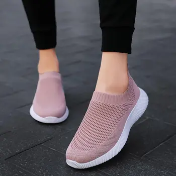 Büyük Boy Slip-on Çorap Sneakers Kadın spor ayakkabı koşu ayakkabıları Kadın Sepeti spor ayakkabılar Tenis Kadın Pembe Yarış A-411