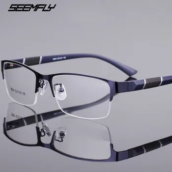 Seemfly Klasik Erkek kadın iş Bitmiş miyopi gözlük Anti mavi ışık Metal kısa Sight gözlük Diyoptri 0-1. 0 İçin-6.0