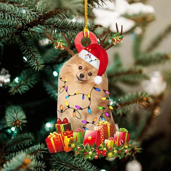 Noel Ağacı Kolye Sevimli Köpek Reçine Ahşap Köpek Damla Süsleme 2023 Yeni Yıl Şenlikli Parti Malzemeleri Odası Dekorasyon Noel Hediyesi