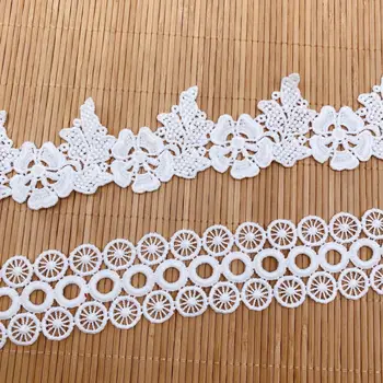(2 Yards / Lot) beyaz Süt İpek İşlemeli Çiçek Dantel Net Şeritler kumaş süsü DIY Süslemeleri Dikiş El Yapımı Zanaat Malzemeleri