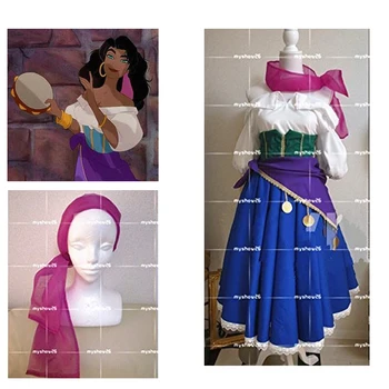 2016 Esmeralda Fantezi Elbise Kambur Notre Dame Yetişkin Kadın Cadılar Bayramı Cosplay Kostüm Custom Made