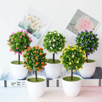 Yapay Yeşillik Bitkiler Bonsai Küçük Ağaç Saksı Bitkileri Sahte Vazo Çiçekler Saksı Süsler Düğün Parti ev bahçe dekorasyonu