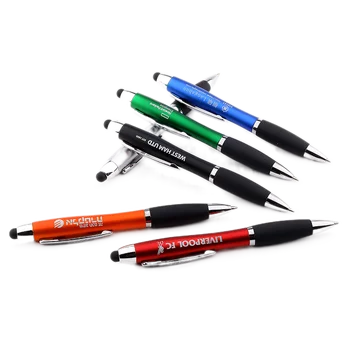 Renkli led ışık kutusu Reklam Hediye Kalem Özelleştirilebilir Logo Reklam Dokunmatik Ekran Kapasitif Tükenmez Kalem Kapağı Oem Logosu