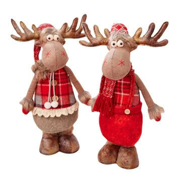 Büyük Boy Noel Bebek Geri Çekilebilir Elk Oyuncaklar Noel Figürleri noel hediyesi Çocuk için Kırmızı Noel Ağacı Süsleme Noel Dekorasyon