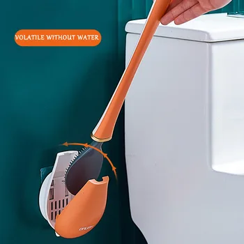 Silikon Fırça Kafası Tuvalet Fırçası Duvara Monte Otomatik Açma Ve Kapama Banyo Temizleme Fırçası Seti Hiçbir Ölü Köşe Yıkama 1